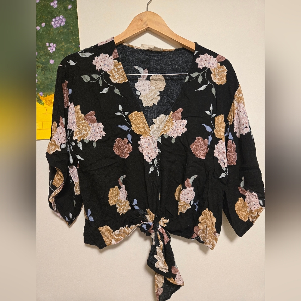 Floral Tie Front Top